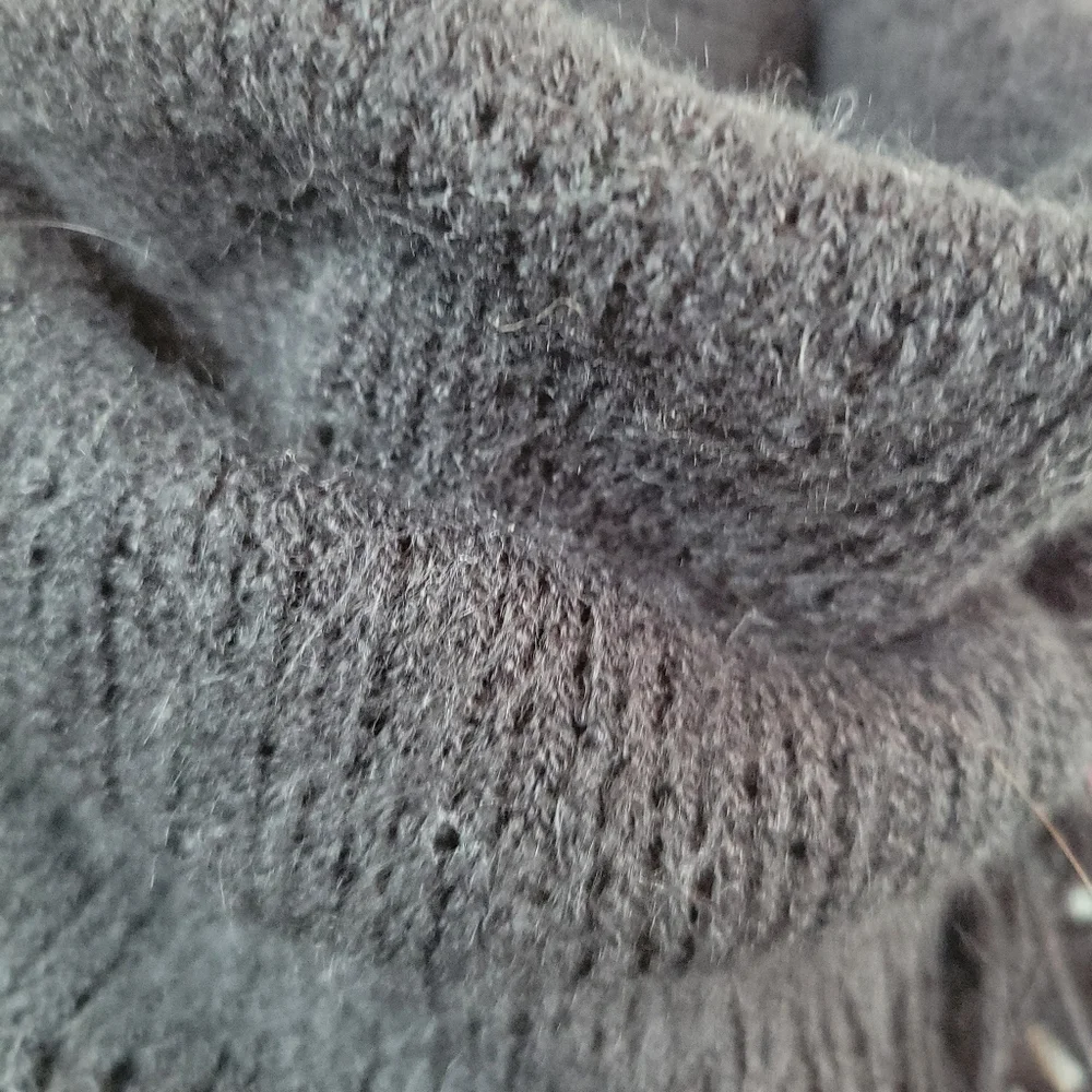 INC Woman's Infinity Solid Black Knit Scarf with Fringe - Picture 3 of 5